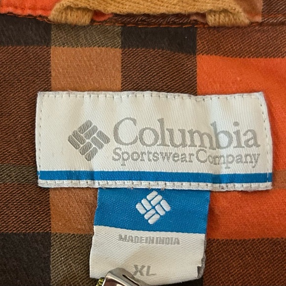 COLUMBIA Button Up Shirt Men's Size XL Plaid Checks Orange and‎ Brown - Picture 11 of 11